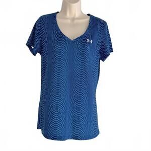 Under Armour Heat Hear Ladies Blue Scales Short Sleeve Fishing Shirt | Size L